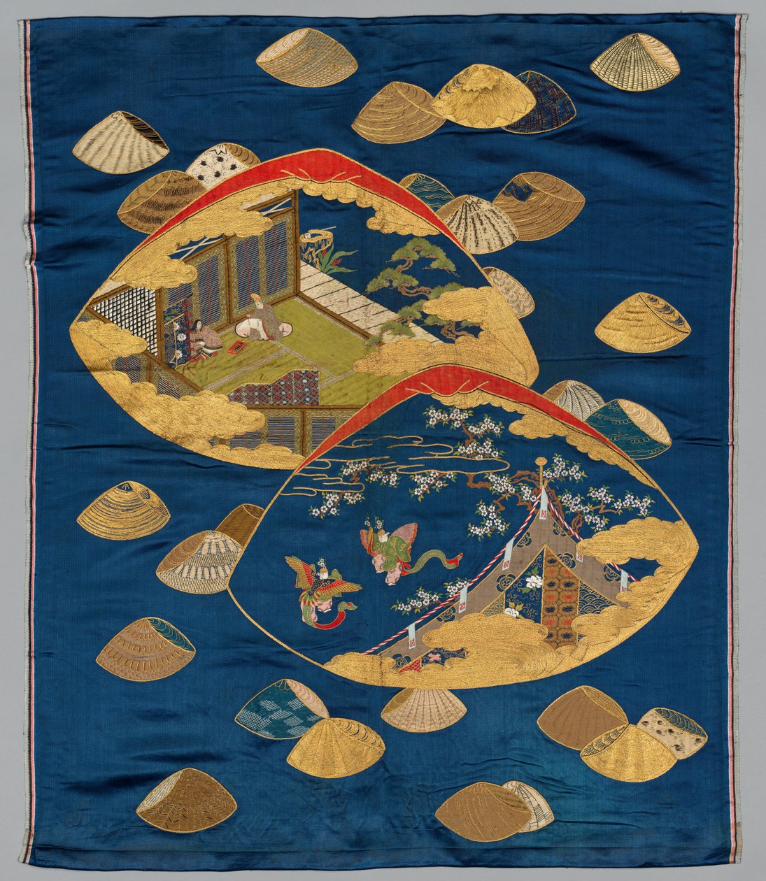 Presentomslag (Fukusa) med Tale of Genji Shell-Matching Game av Japan, Meiji period