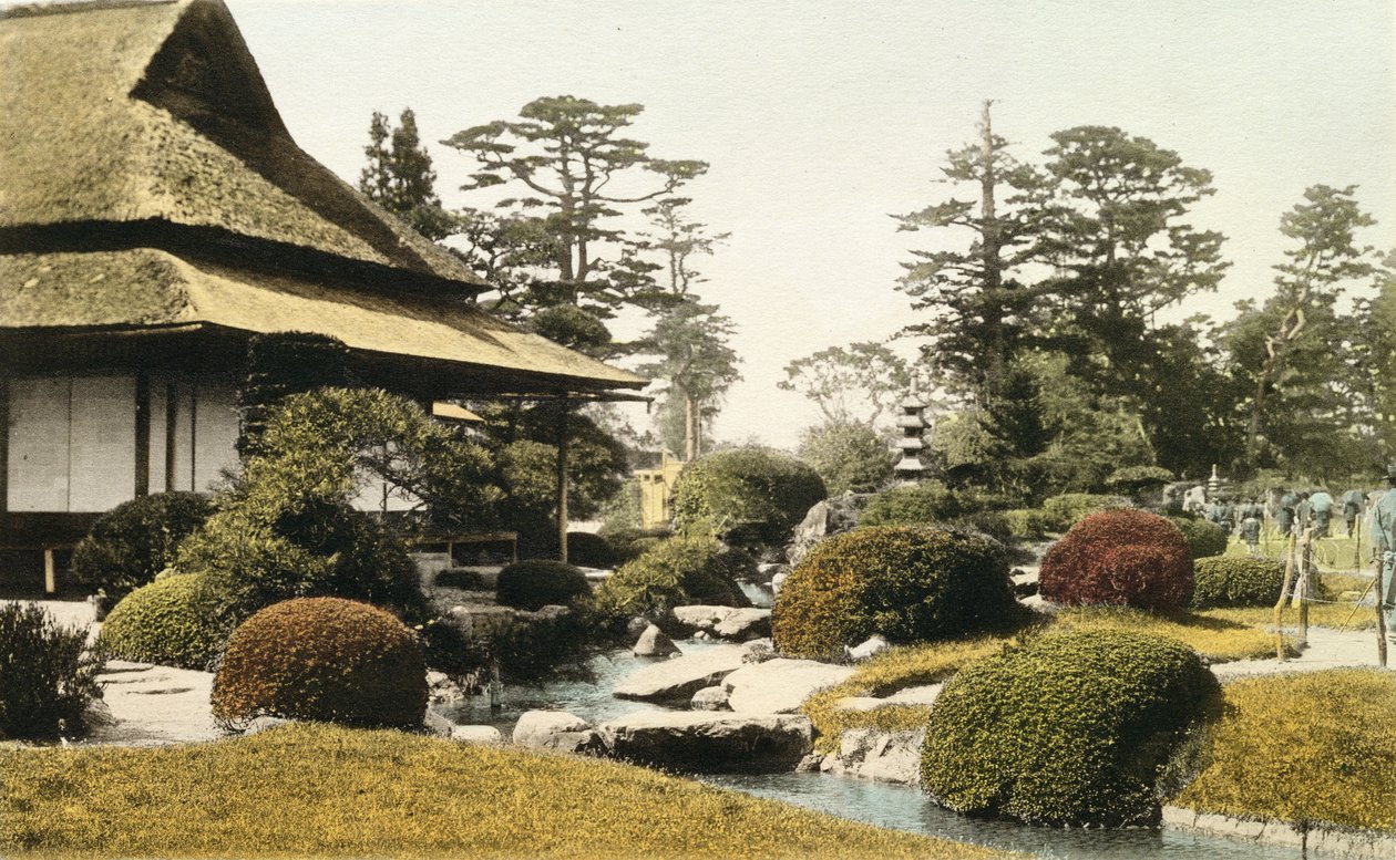En karakteristisk japansk trädgård, sent 1800-tal (handfärgat foto) av Japanese Photographer