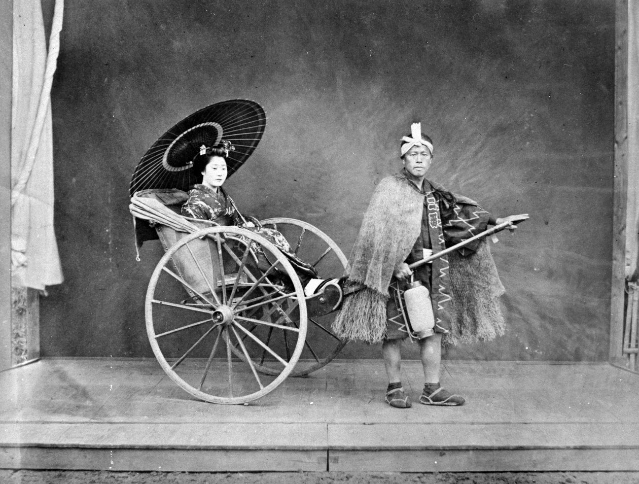 Geisha i en Rickshaw, ca 1870-talet av Japanese Photographer