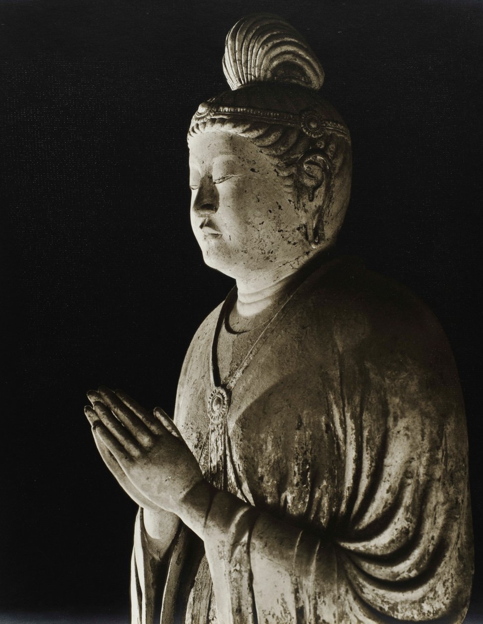 Målad lerstaty av Gakko Bosatsu från 800-talet, Nara-perioden, 1950 av Japanese Photographer