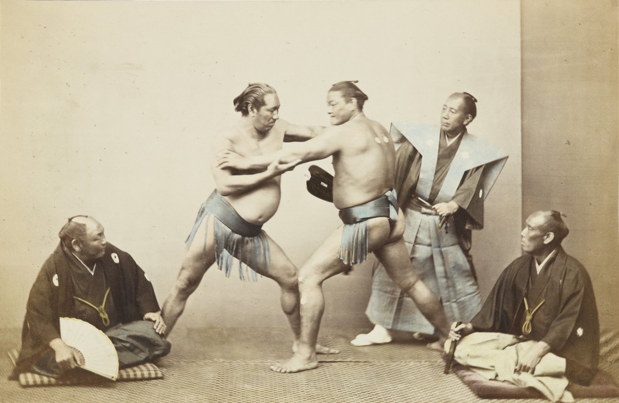 Sumobrottare (handfärgat bw-foto) av Japanese Photographer