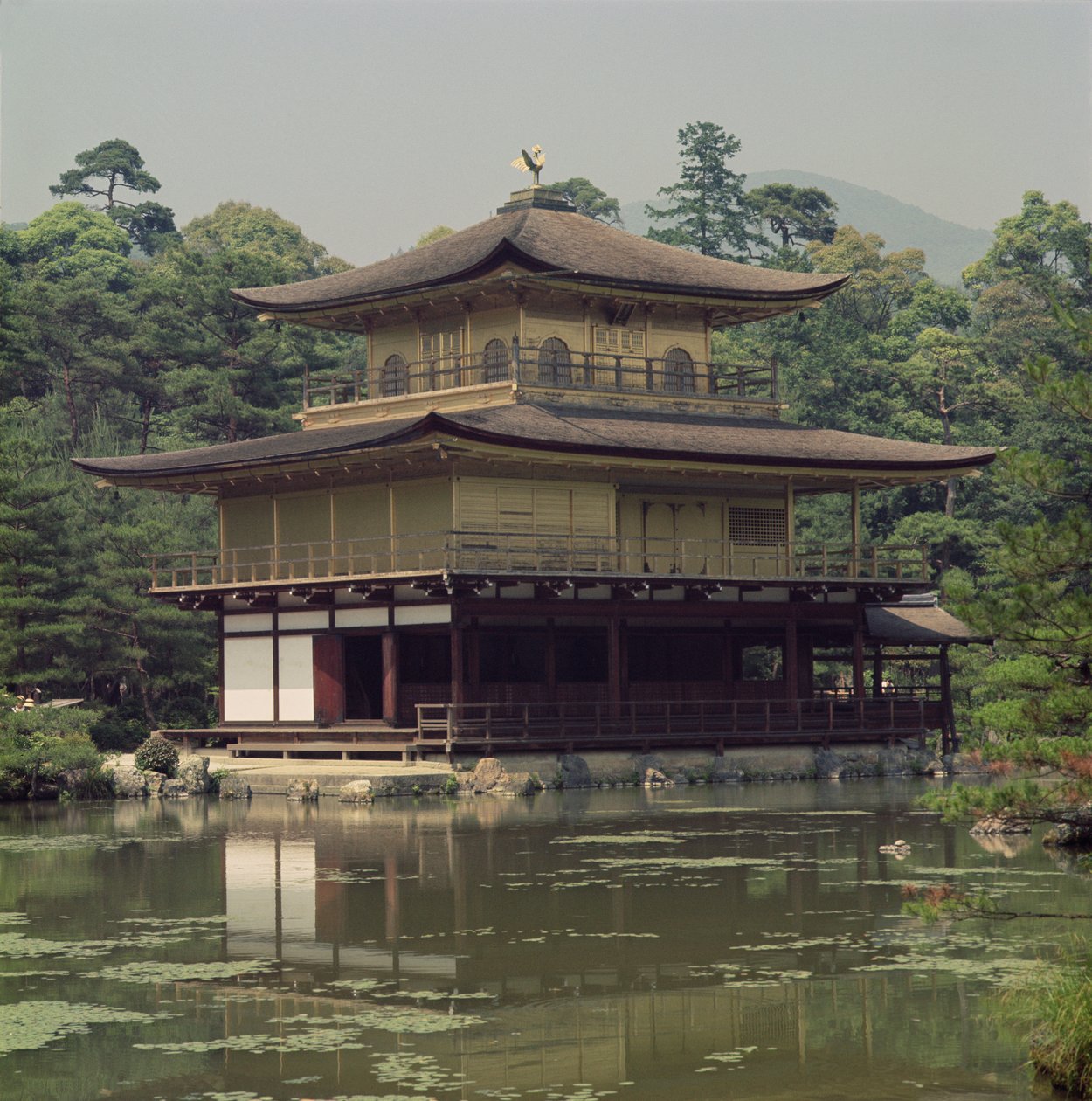 Kinkaku-templet (den gyllene paviljongen) tillägnat shogun Ashikaga Yoshimitsu (1358-1408) 1400-talet (ombyggt 1800-talet) av Japanese School