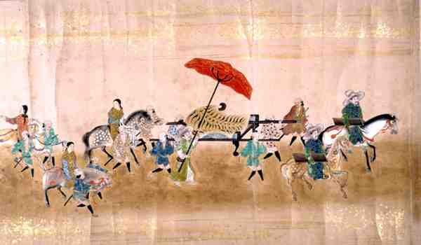 Del av den sjätte koreanska ambassaden i Japan vid tiden för Tokugawa Ietsuna succession 1651, möjligen av Kano Masanobu (1625-94) 1655-57 (rullmålning) (se även 120820) av Japanese School