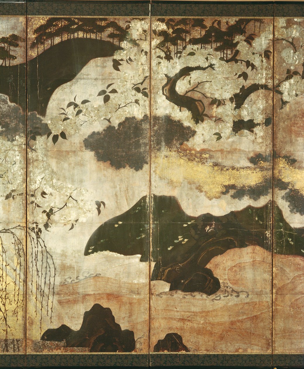 Sunny Landscape (peni ma vaitusi, lanu, pepa auro i luga o le laupapa) (tagai 216576, 216578)swed av Japanese School