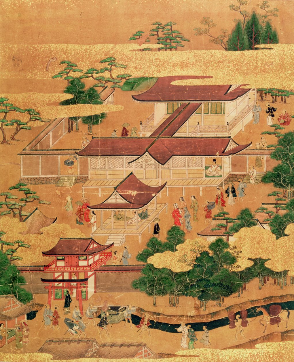 The Life and Pastimes of the Japanese Court, Tosa School, Edo Period, c.1800, (ritning från en serie) av Japanese School