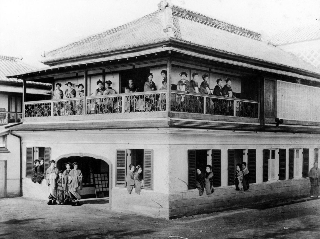 Geishahuset, ca 1860-talet av Japanese Photographer