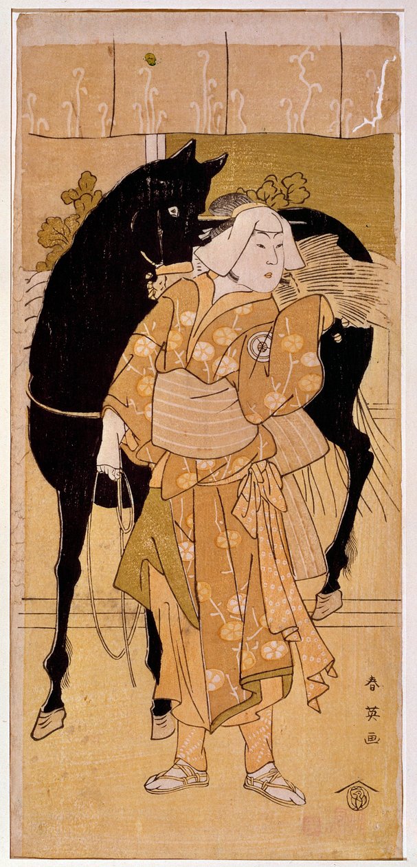 En skådespelare som framför en bonde och hans häst japanskt tryck från 1800-talet. Paris, Guimet-museet, Nationalmuseet för asiatisk konst av Japanese School