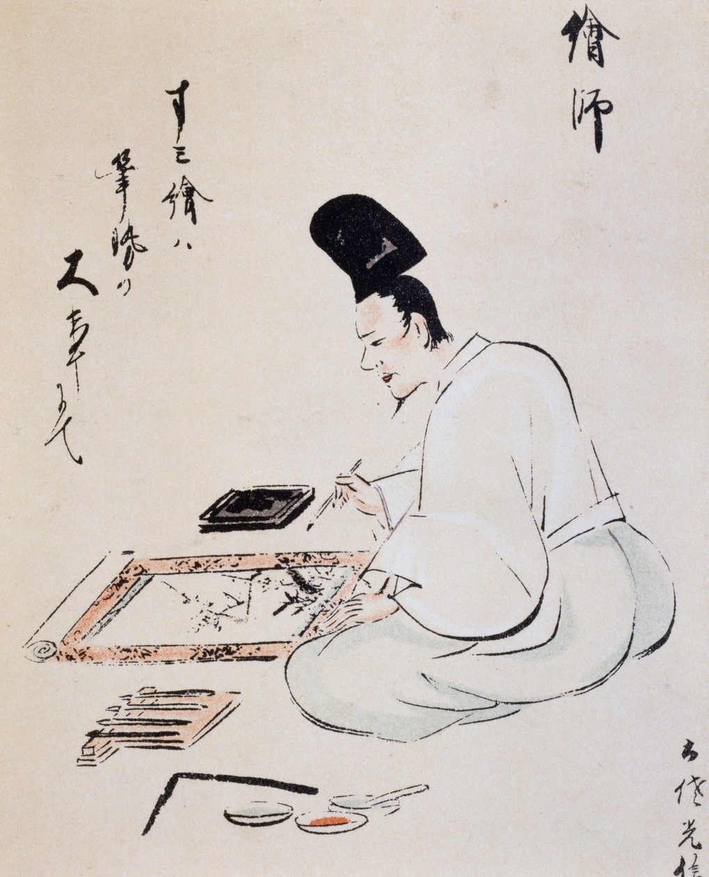 Konstnärsmålning med bläck, teckning, Tosa-skola, japansk civilisation, Edo-period av Japanese School