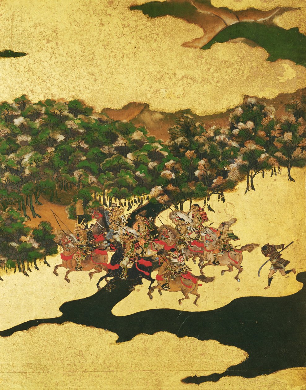 Taua o Hogen i le 1156, Vaitaimi o Momoyama (1568-1615) (tusitusi i luga o pepa) av Japanese School