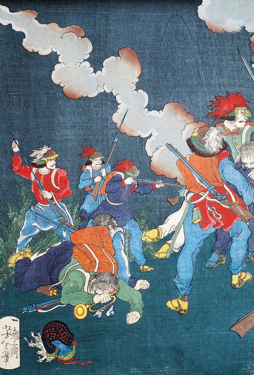 Stridsscen, sewamono (inhemskt spel) av Japanese School