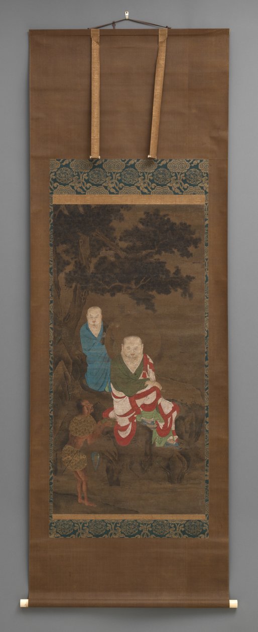 Buddhistisk målning av 3 figurer, tidigt 1700-tal av Japanese School