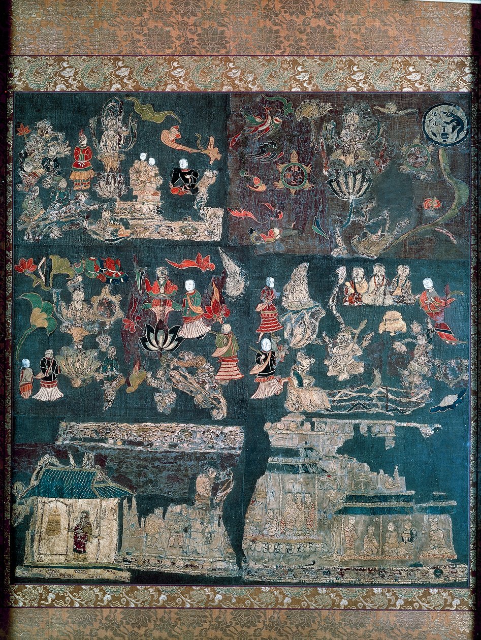 Buddhistiskt paradis, berättelsen om Chan Mystic, Chuguji-templet, Nara, Asuka-perioden (552-646), japansk civilisation av Japanese School