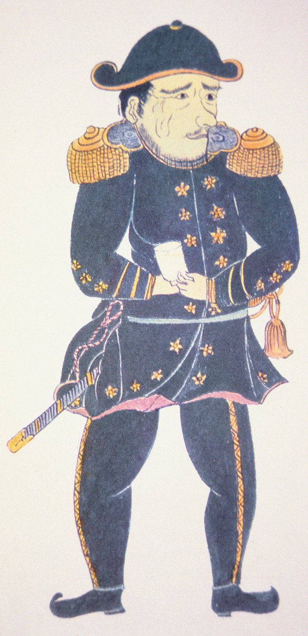 Commodore Perry i Japan - ett intryck av en japansk konstnär av Japanese School