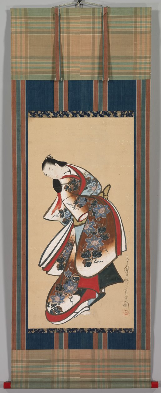 Courtesan, tidigt 1700-tal (hängande rulla, bläck och färg på papper) av Japanese School