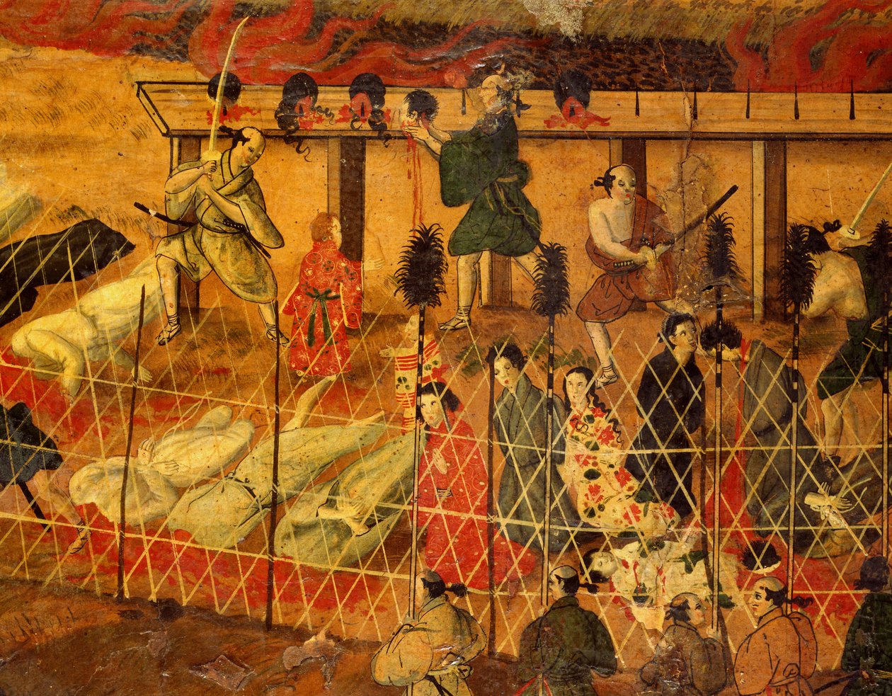 Detalj från Jesuiternas martyrskap i Japan 1622 (akvarell på papper) av Japanese School