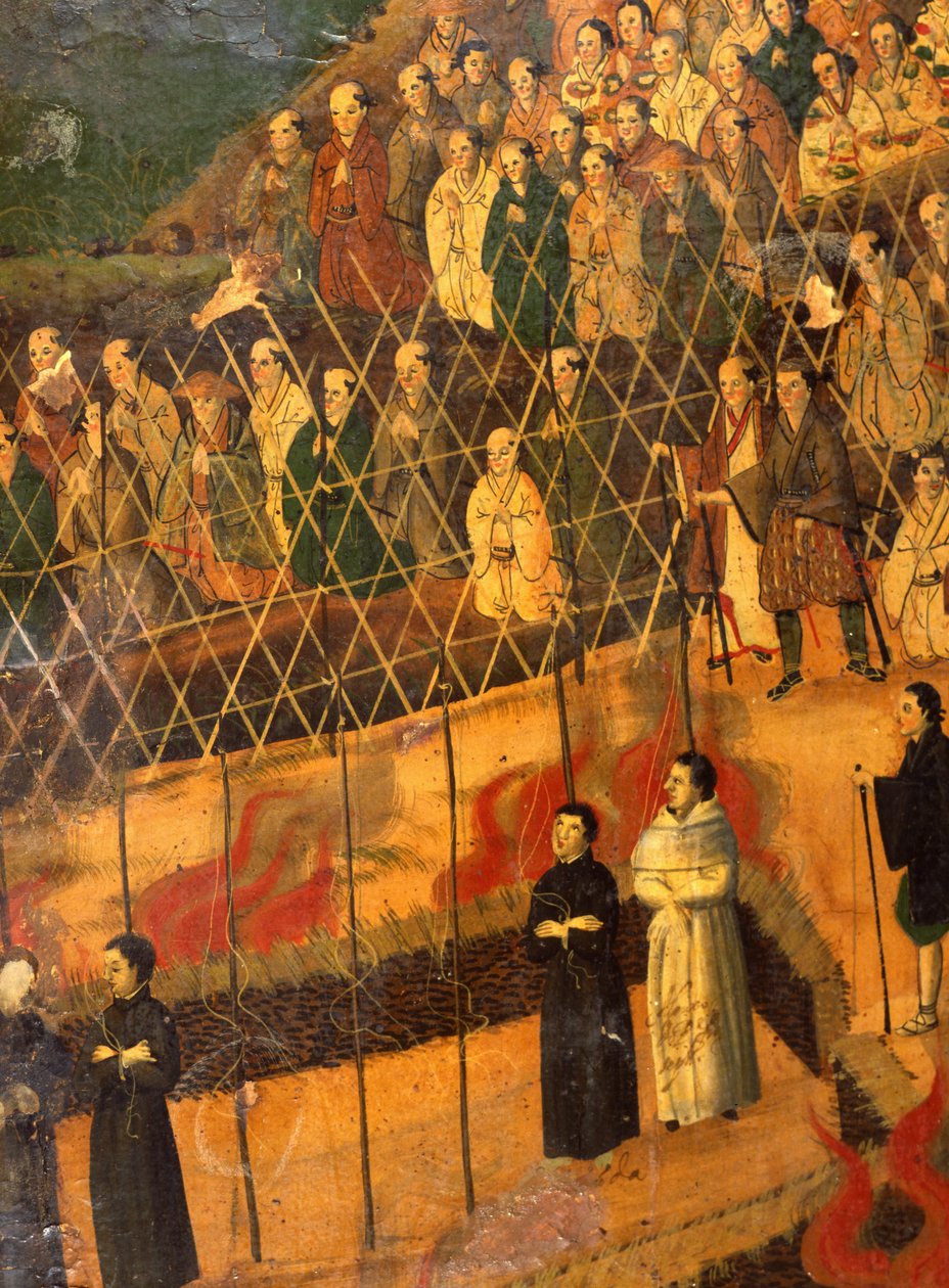 Detalj från Jesuiternas martyrskap i Japan 1622 (akvarell på papper) av Japanese School
