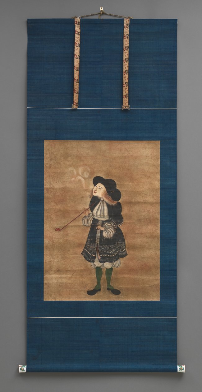 Holländsk köpman, tidigt 1700-tal (akvarell med keramiska knoppar) av Japanese School