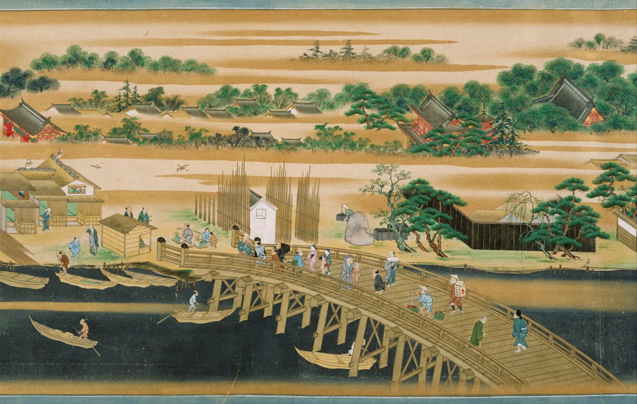 Berömda platser vid Sumidafloden - Anonym - Andra hälften av 1700-talet. - Akvarell och bläck på papper - 39,7x73,3 - Suntory Museum of Art av Japanese School