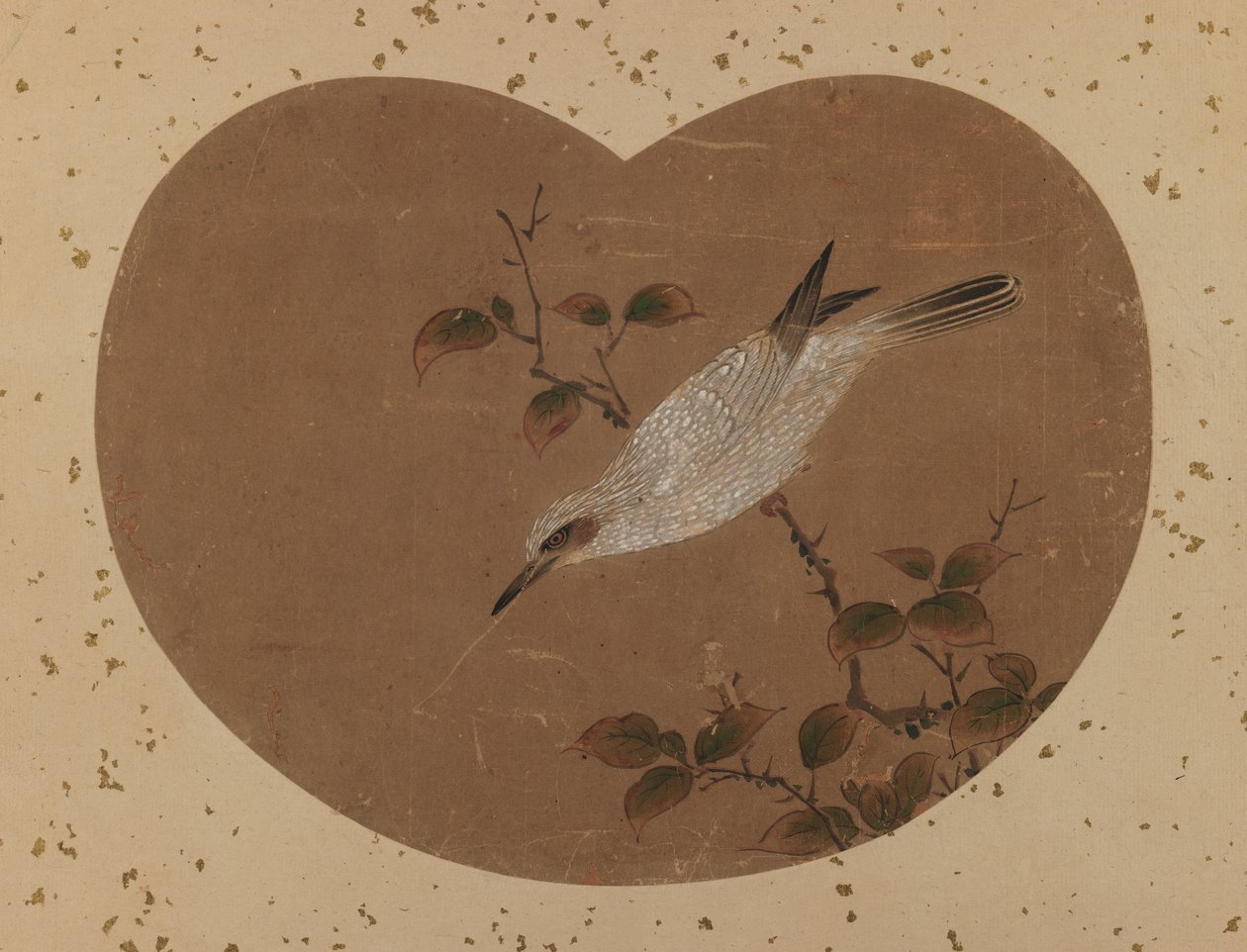 Fläktmålning med fågel (recto) (bläck & färg på papper) av Japanese School