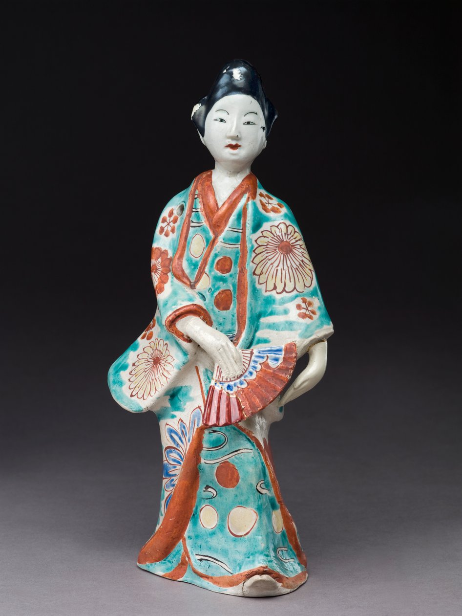Figur av en dansande kvinna, japansk, troligen 1600-talet (lergods med emalj överglasyr) av Japanese School