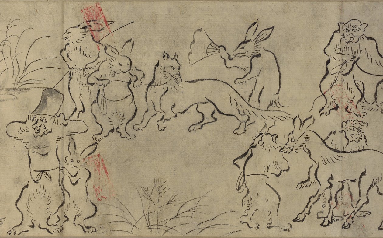Ruskande djur (Choju Giga) Muromachi-period (bläck på papper) av Japanese School