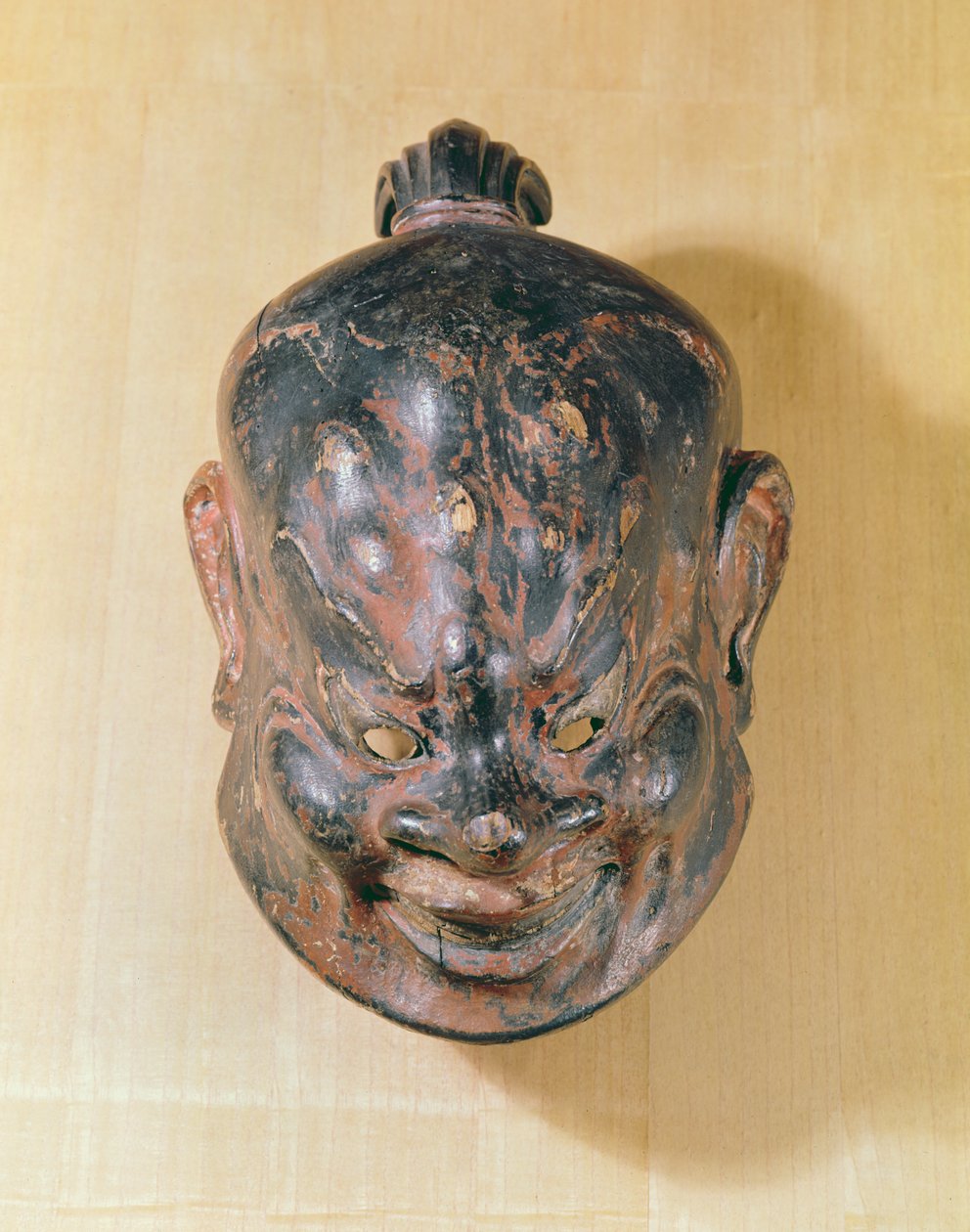 Gigaku-mask, Nara Period (645-794) (polykromt trä) av Japanese School