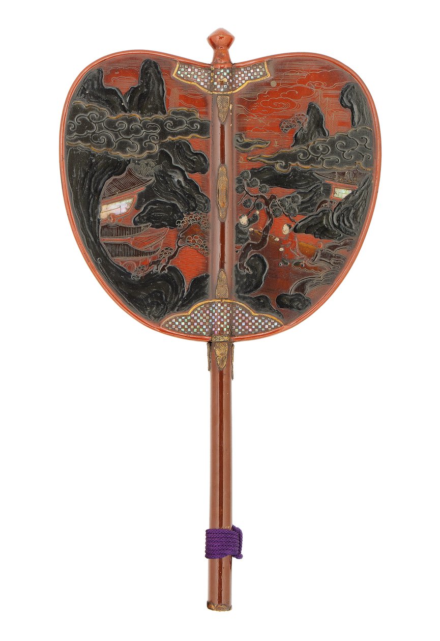 Gunbai, krigsfan, Edo Period (pärlemor på rödlackerad) av Japanese School