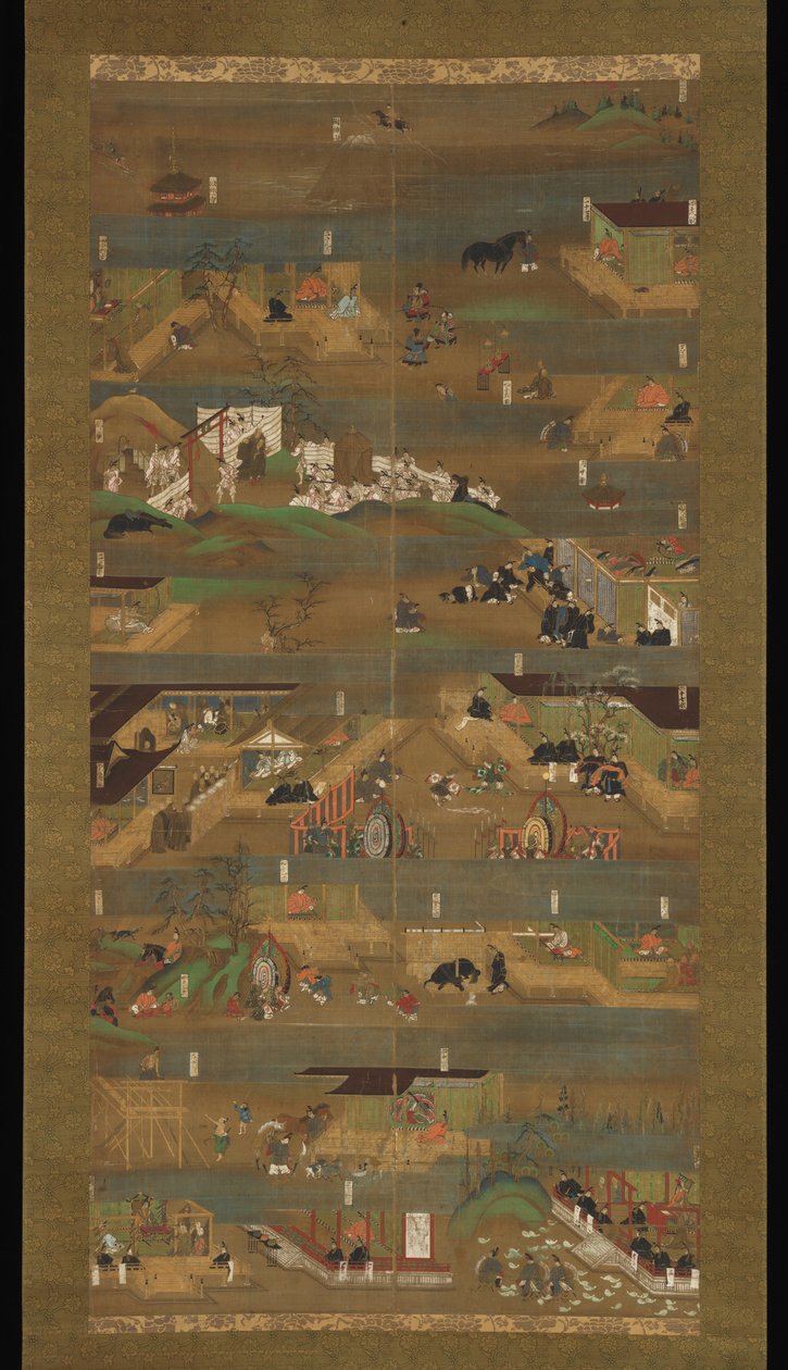 Illustrerad biografi om prins Sh?toku, hängande rulle, Kamakura-perioden (1185–1333) (bläck, färg och guld på siden) av Japanese School