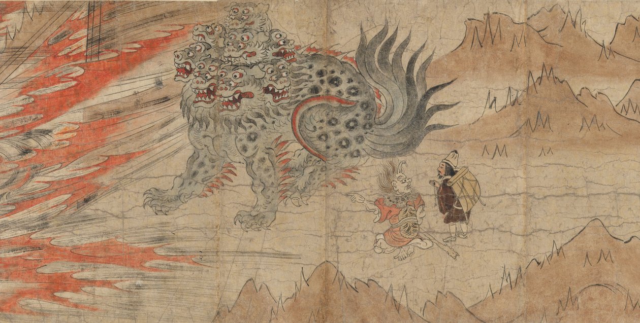 Illustrerade legender om Kitano Tenjin Shrine, sent 1200-tal (bläck, klippt guld, papper) av Japanese School