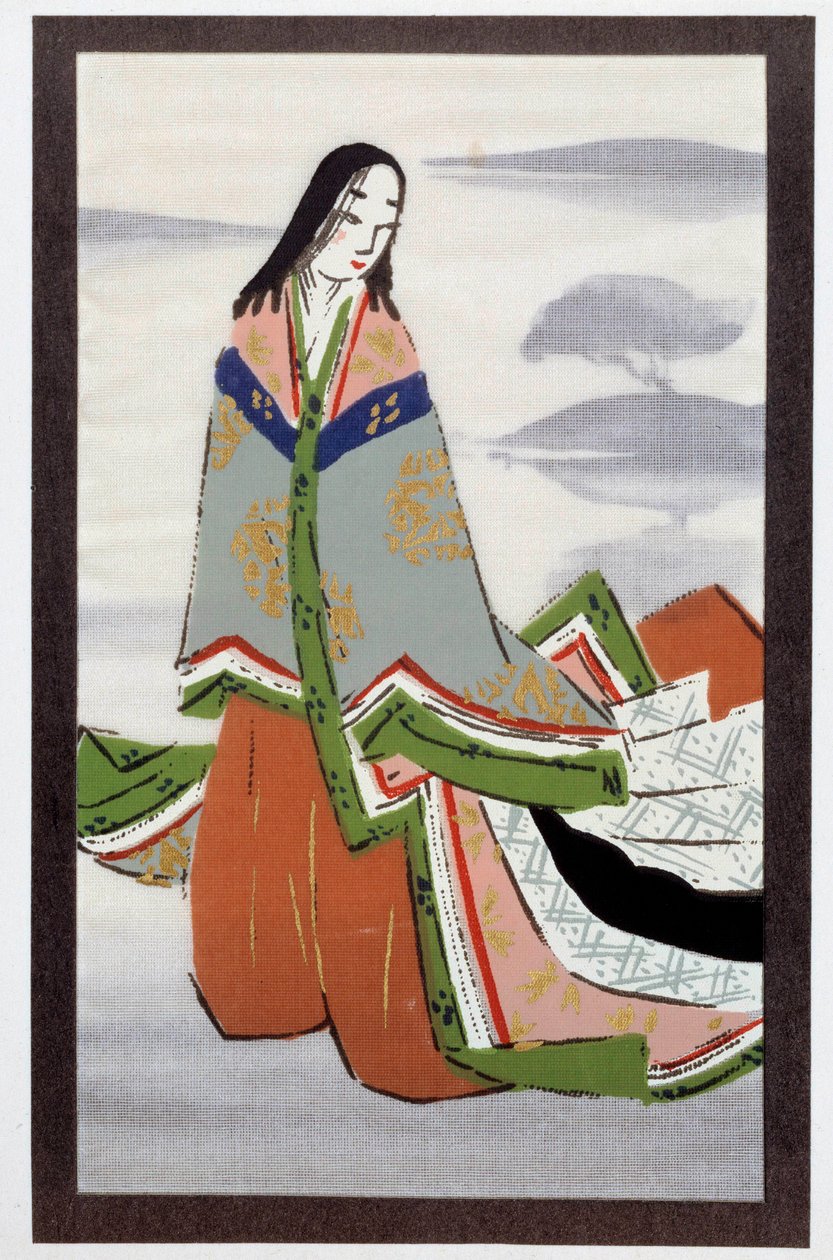 Japansk litteratur: illustration hämtad från kapitlet "Suetsumu hana"" i Murasaki Shikibus berättelse "Le dit du gengi" (10-11-talet) 1400-talet Privat samling av Japanese School
