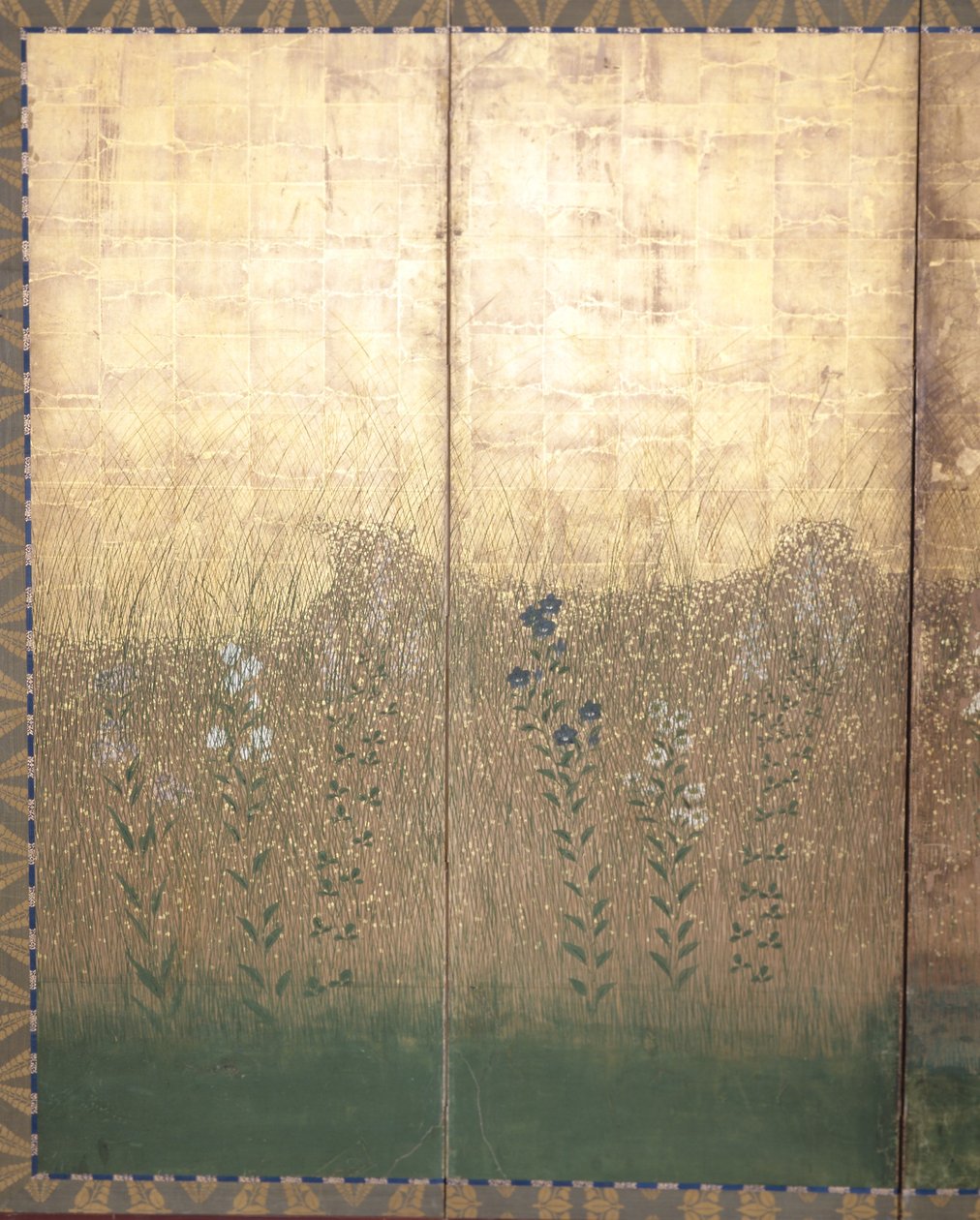 Moon In Musashi Plain (färg och guld på papper) av Japanese School