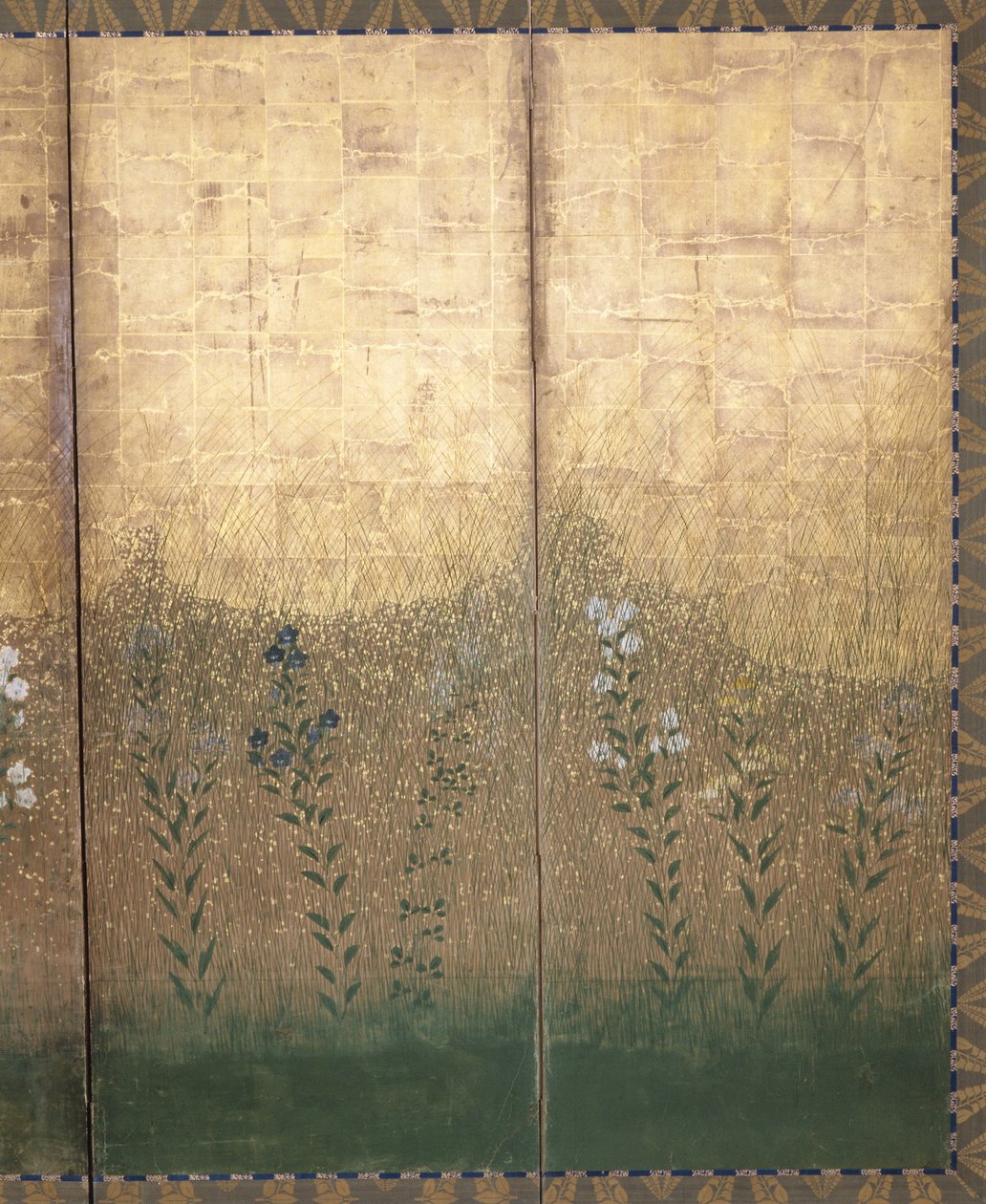 Moon In Musashi Plain (färg och guld på papper) av Japanese School