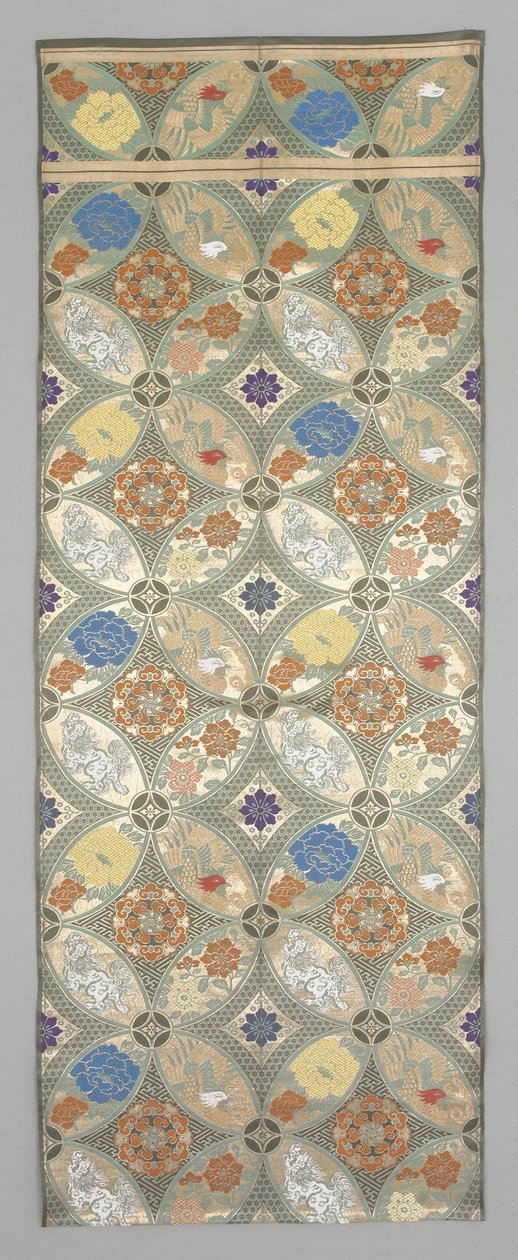 Obi Fragment, sent 1800-tidigt 1900-tal (Sidentyg) av Japanese School