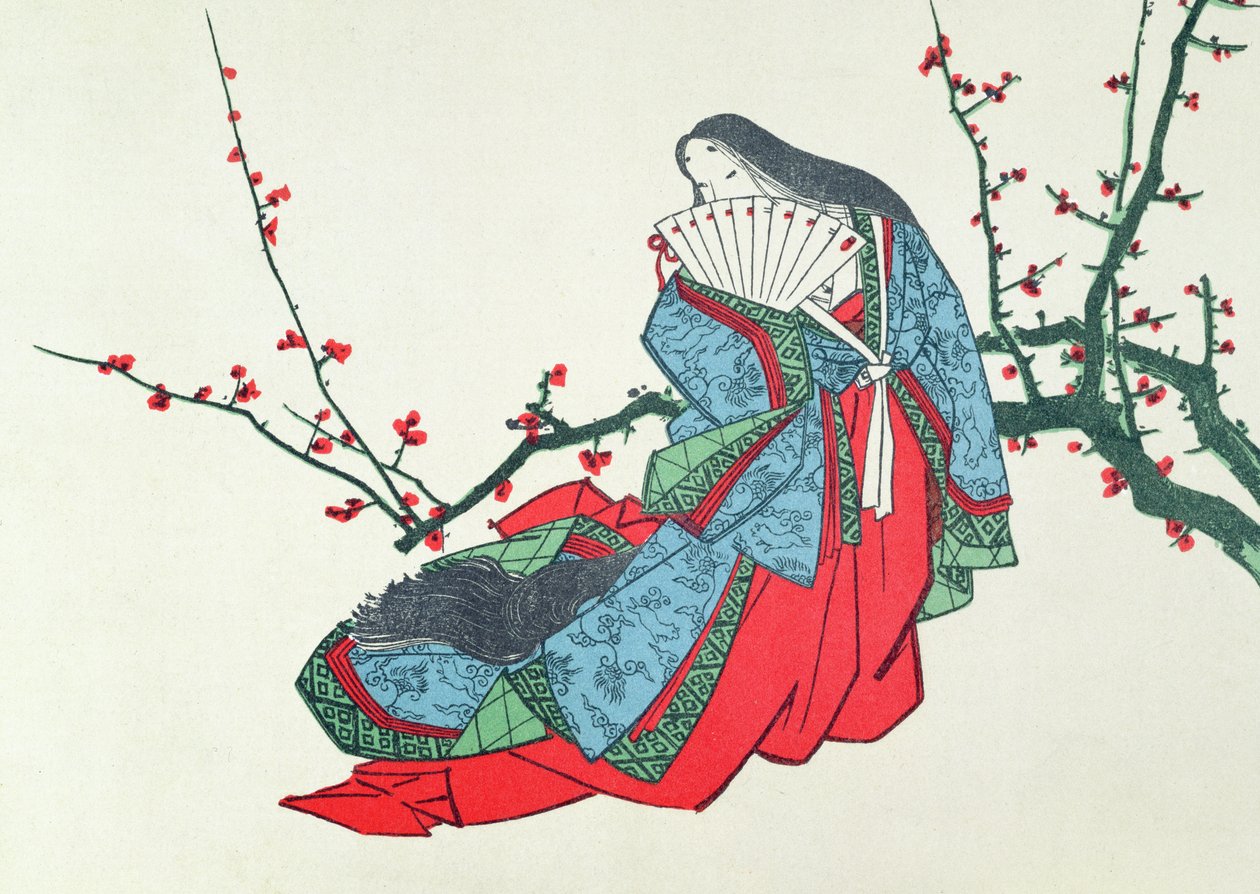 Ono no Komachi, illustration i LArt magazine, 1875 av Japanese School