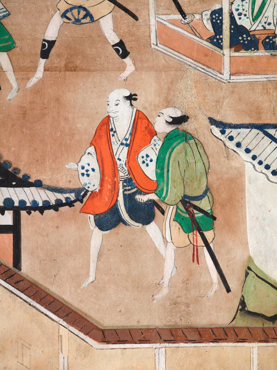 Osakazu Byobu - Japansk vikskärm med åtta paneler (målning) av Japanese School