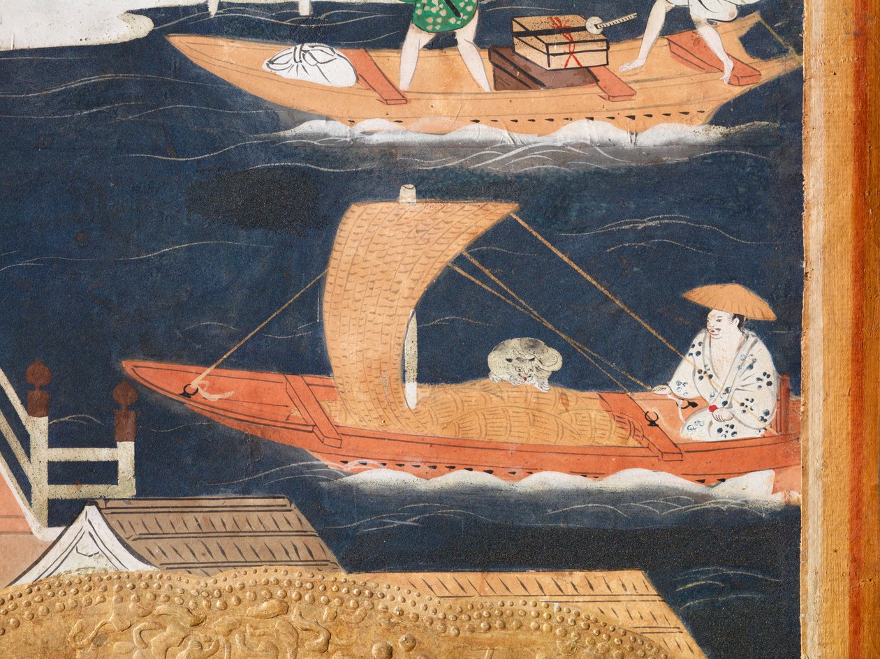 Osakazu Byobu - Japansk vikskärm med åtta paneler (målning) av Japanese School