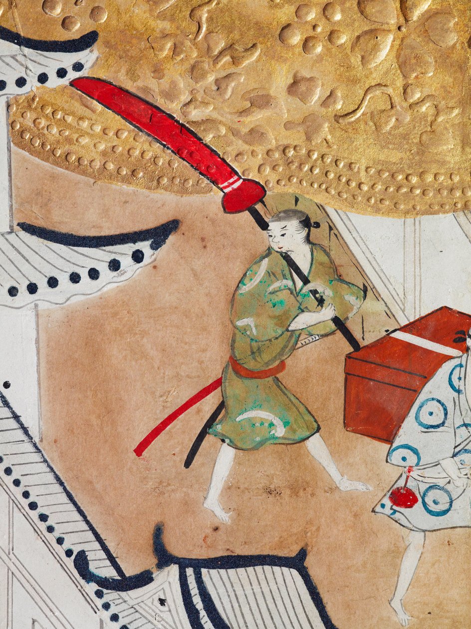 Osakazu Byobu - Japansk vikskärm med åtta paneler (målning) av Japanese School