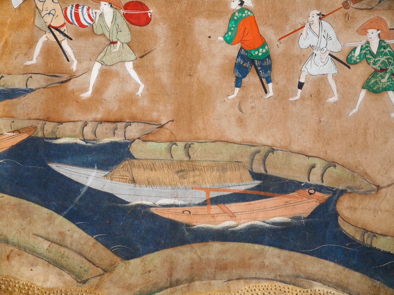 Osakazu Byobu - Japansk vikskärm med åtta paneler (målning) av Japanese School