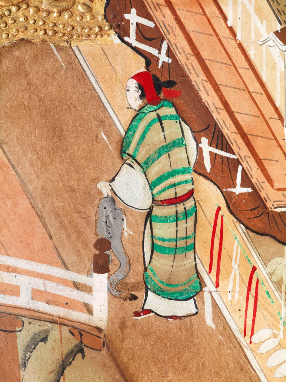 Osakazu Byobu - Japansk vikskärm med åtta paneler (målning) av Japanese School
