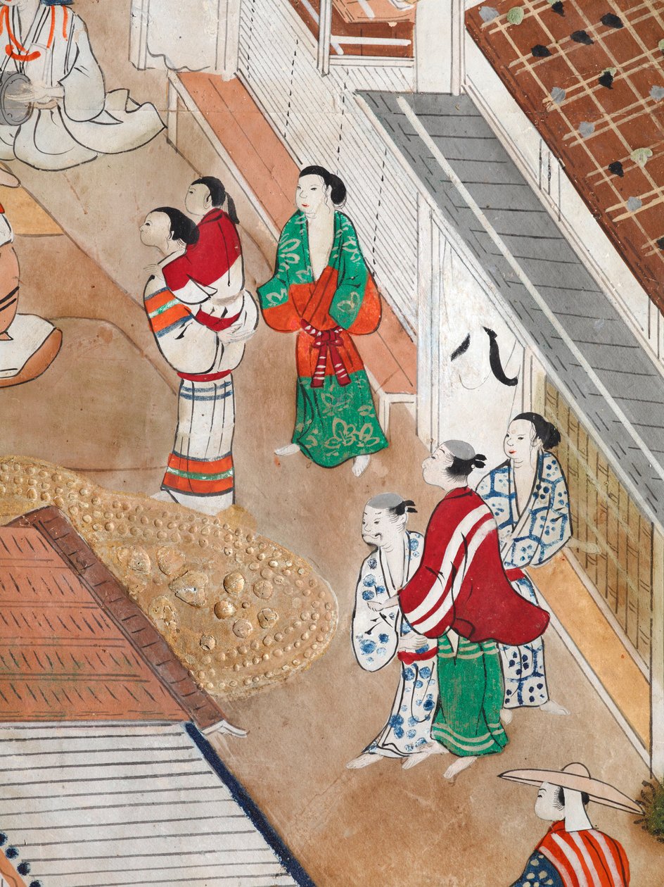 Osakazu Byobu - Japansk vikskärm med åtta paneler (målning) av Japanese School