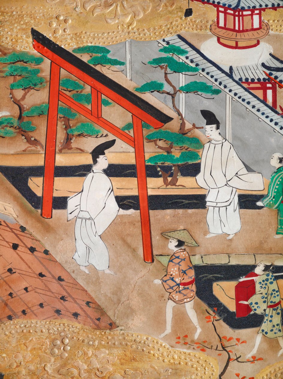 Osakazu Byobu - Japansk vikskärm med åtta paneler (målning) av Japanese School