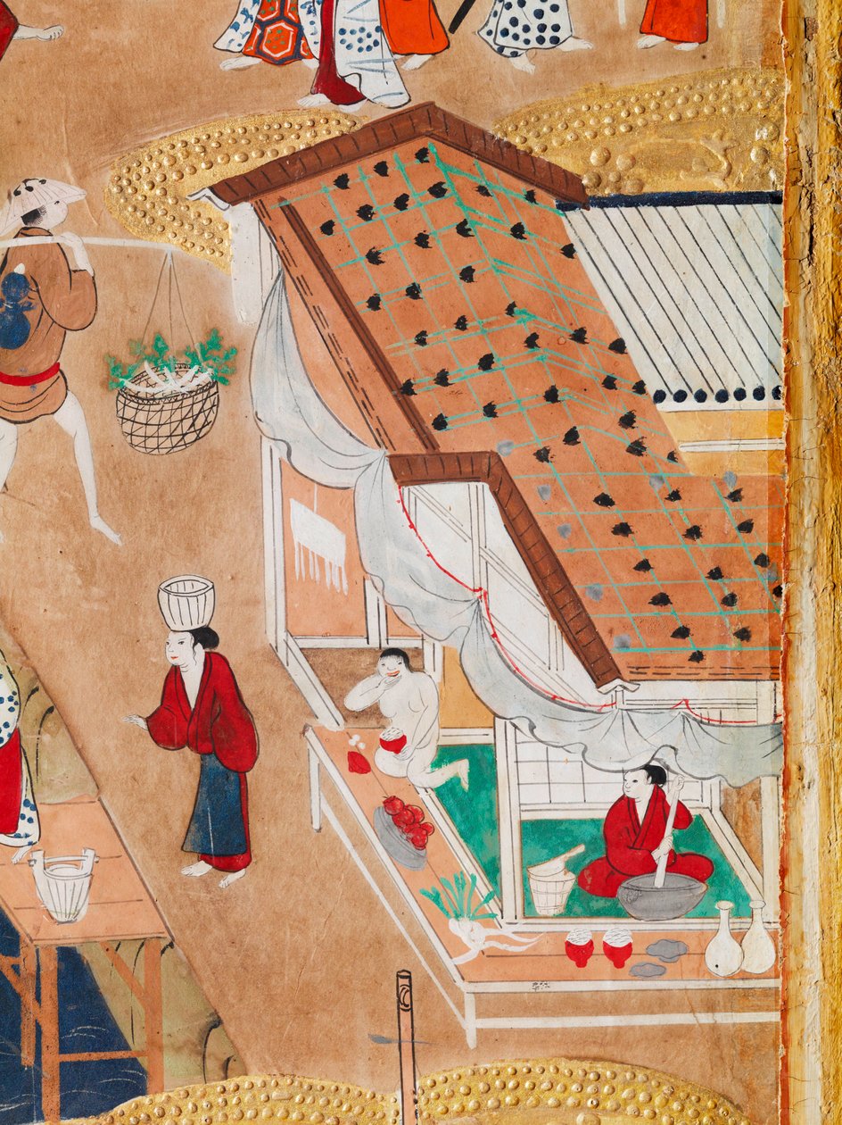Osakazu Byobu - Japansk vikskärm med åtta paneler (målning) av Japanese School