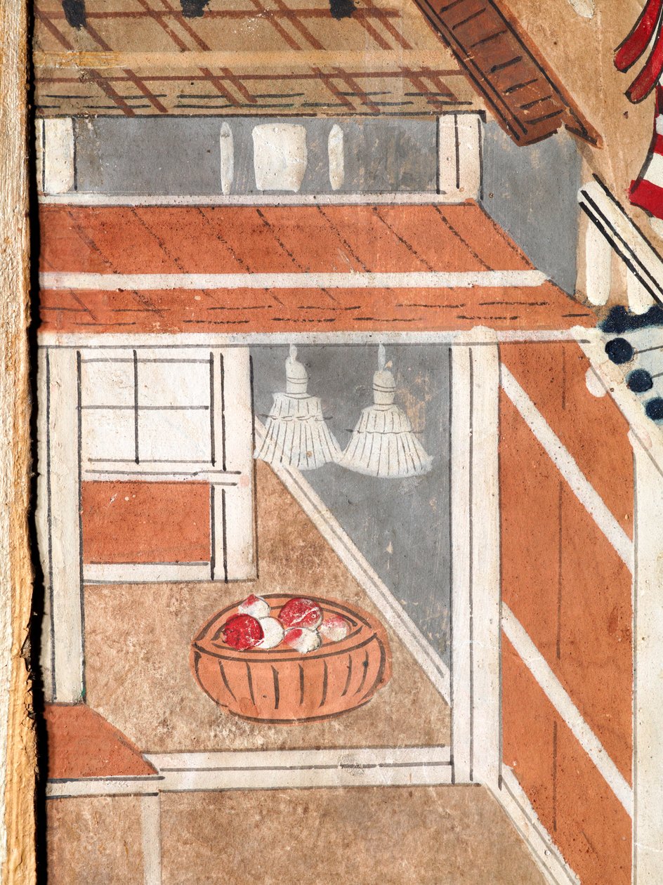 Osakazu Byobu - Japansk vikskärm med åtta paneler (målning) av Japanese School