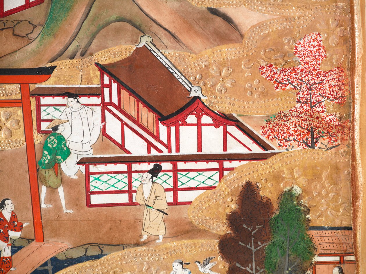 Osakazu Byobu - Japansk vikskärm med åtta paneler (målning) av Japanese School