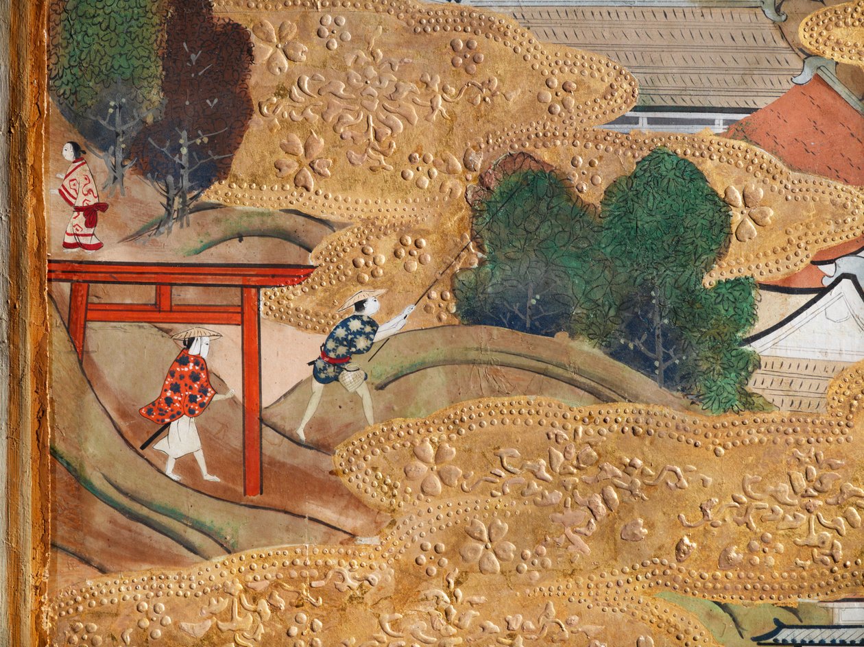 Osakazu Byobu - Japansk vikskärm med åtta paneler (målning) av Japanese School