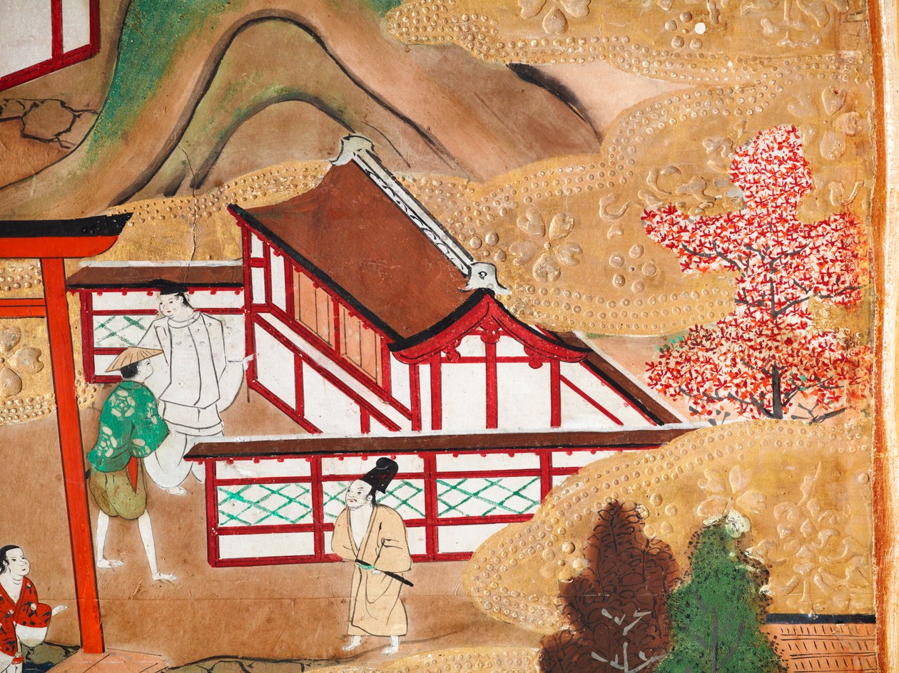 Osakazu Byobu - Japansk vikskärm med åtta paneler (målning) av Japanese School