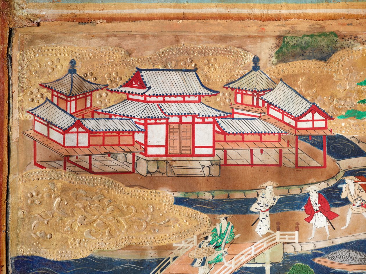 Osakazu Byobu - Japansk vikskärm med åtta paneler (målning) av Japanese School