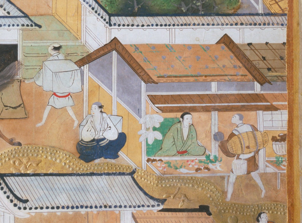 Osakazu Byobu - Japansk vikskärm med åtta paneler (målning) av Japanese School
