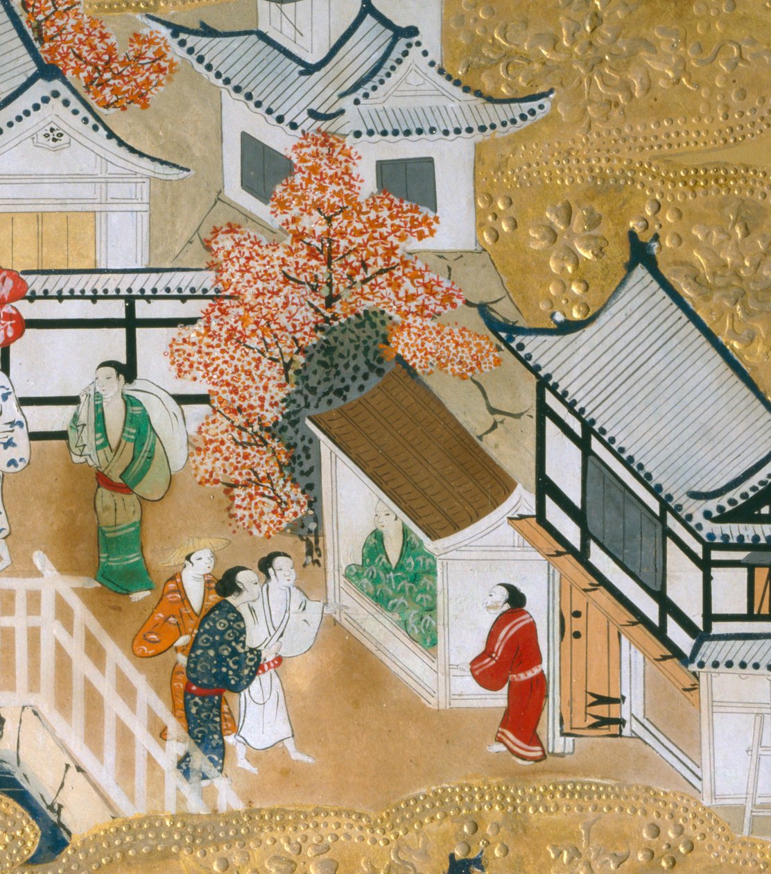 Osakazu Byobu - Japansk vikskärm med åtta paneler (målning) av Japanese School