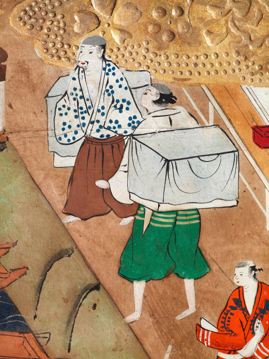 Osakazu Byobu - Japansk vikskärm med åtta paneler (målning) av Japanese School